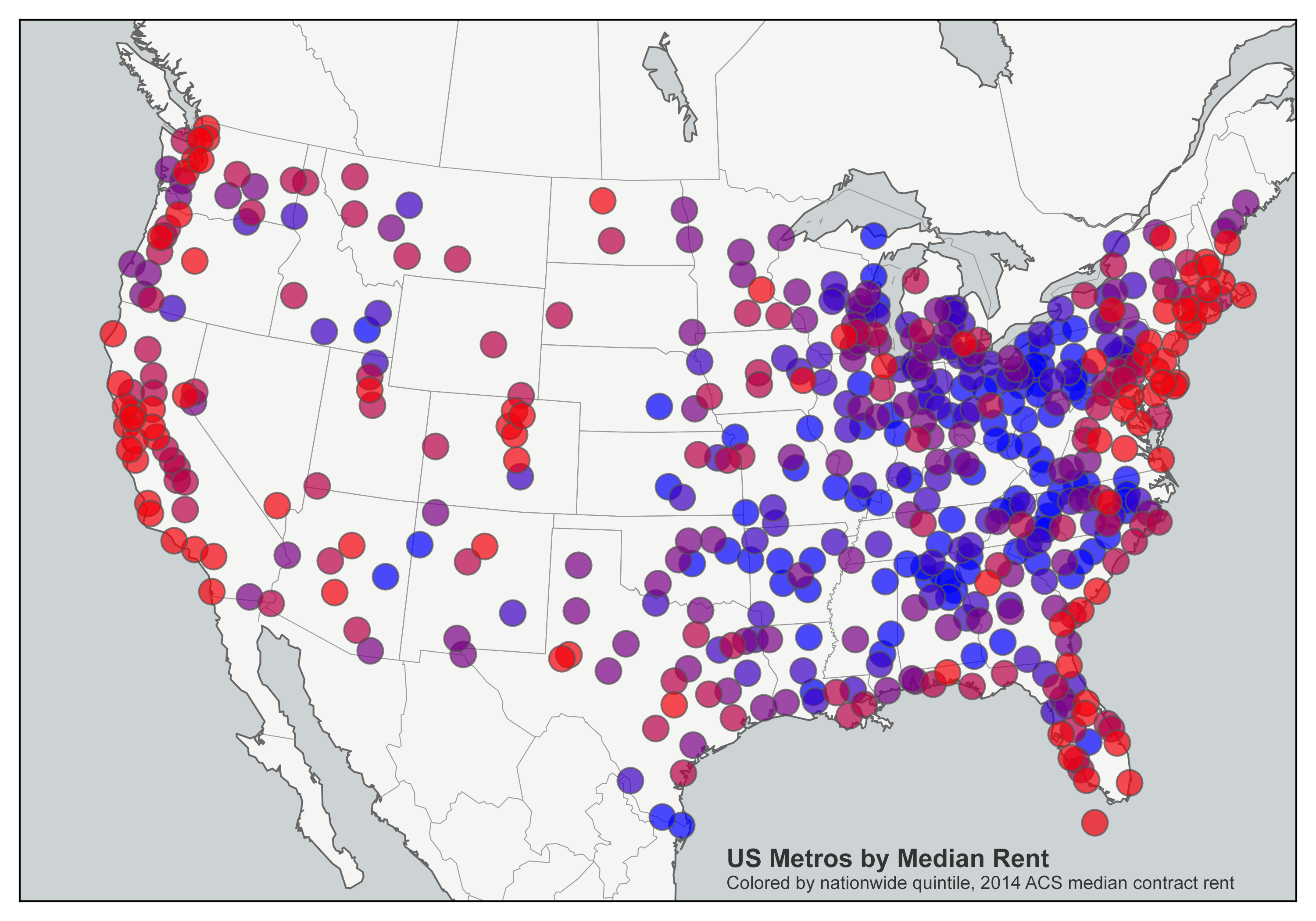 Most expensive cities in the US: United States metro areas by 2014 median
rent