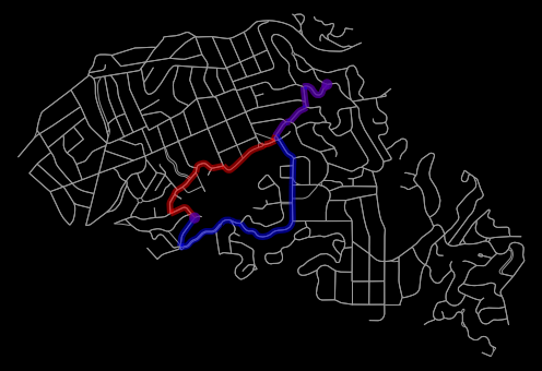 Calculate shortest path routes that minimize distance or travel time by
imputing missing street speeds with OSMnx