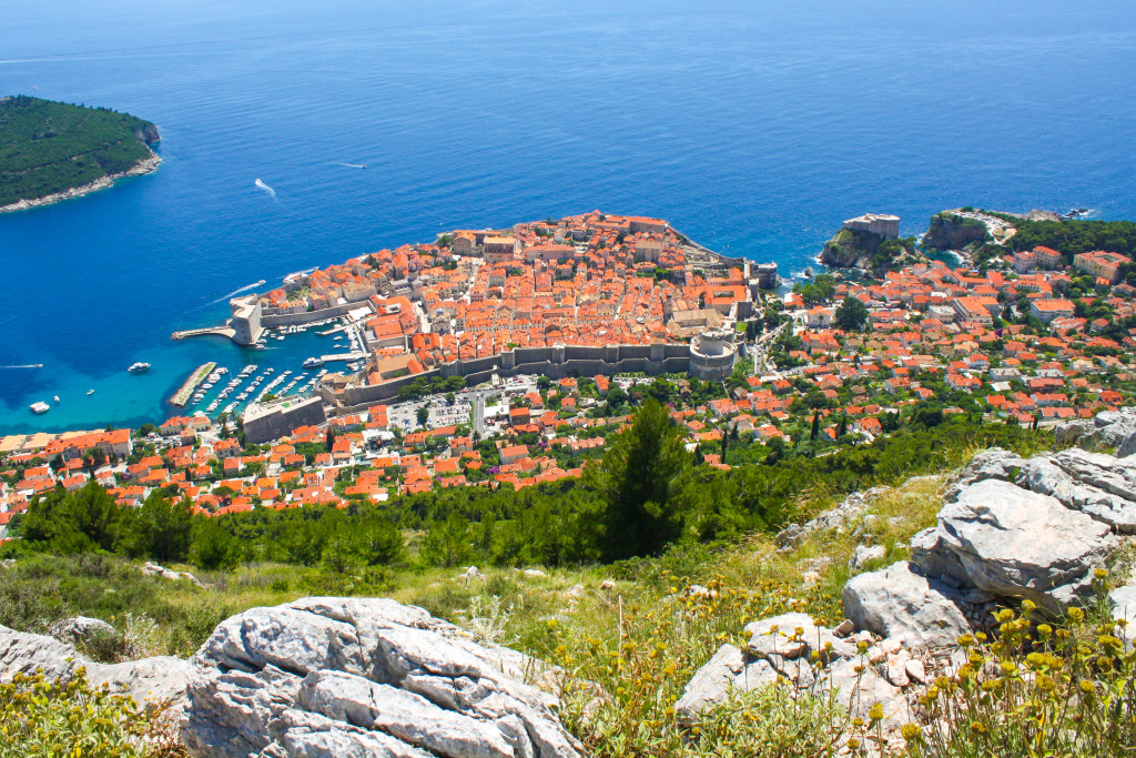 The old walled city of Dubrovnik, Croatia from Srdj Hill