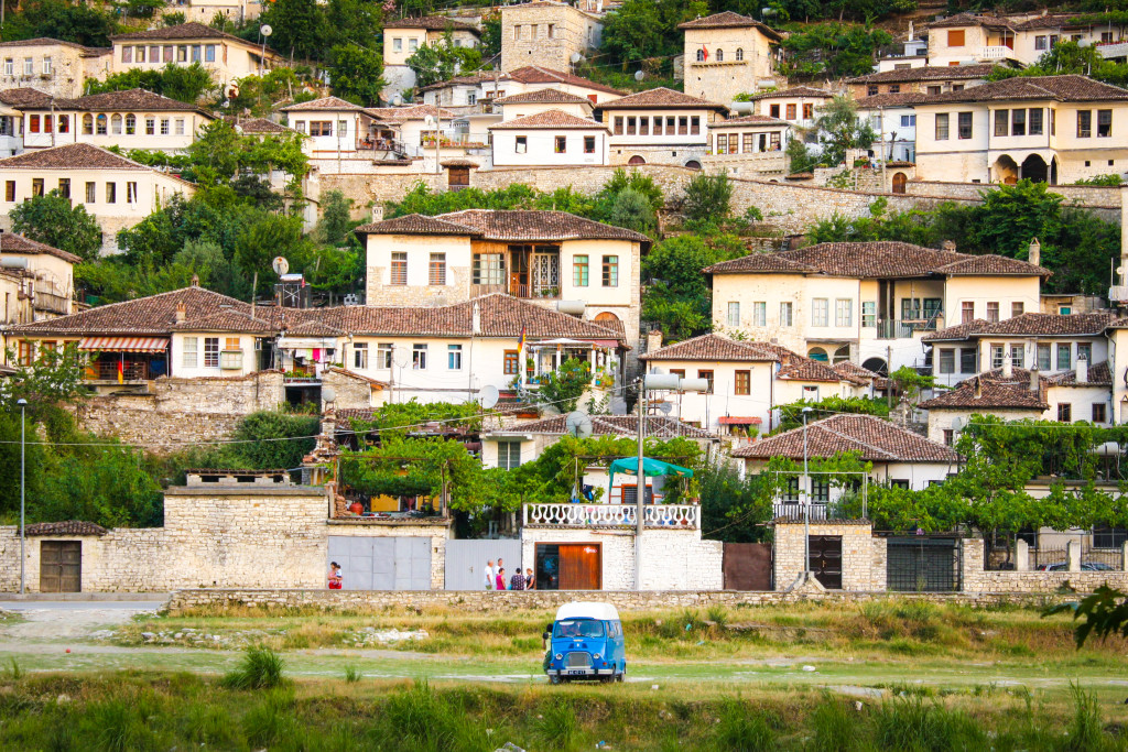 The Mangalem district of Berat, Albania