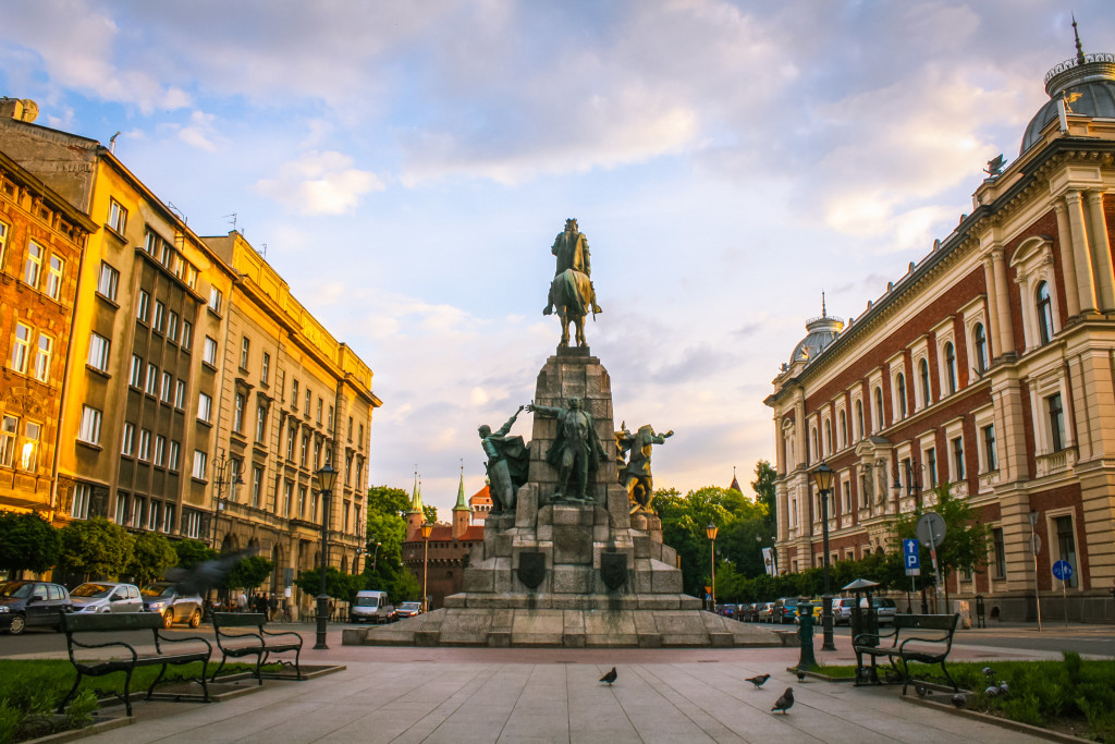 Grunwald Monument in Matejko Square in Krakow, Poland