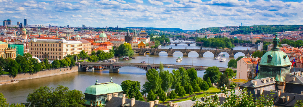 Charles Bridge and the Vltava River in Prague, Bohemia, Czech Republic