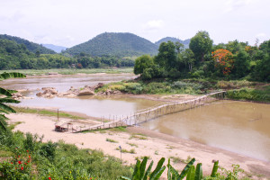 Bamboo bridge on the Nam Khan river, Luang Prabang, Laos