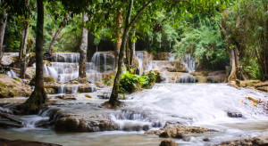 Kuang Si waterfalls in the jungle near Luang Prabang, Laos