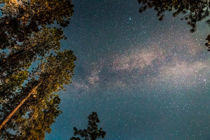 Milky Way in the night sky, viewed from Indian Mary park in southern Oregon