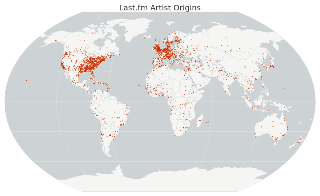 Map of Last.fm artist origins