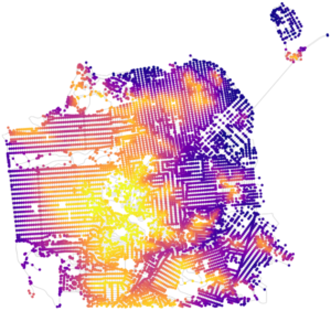 OSMnx street network elevation data for San Francisco, California to calculate street grade and steepness